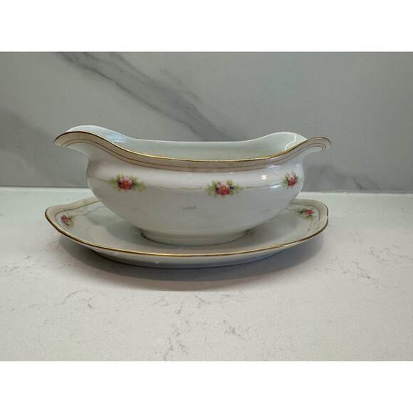 Noritake Other - Noritake Handpainted Nippon Pink Floral Gold Graby Boat Dish
